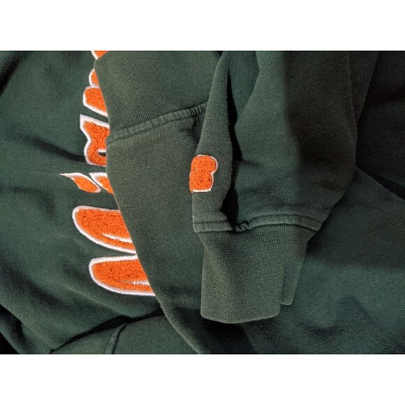 Russell Athletic Miami Hoodie Pullover XL Green & Orange Embroidered Logo Vintag - Picture 9 of 9